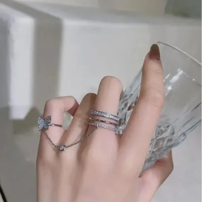 Butterfly Chain Adjustable Finger Ring